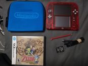 NINTENDO RED 2DS WITH ZELDA GAME, CASE AND POWER LEAD ECT, READY TO PLAY
