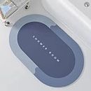 Welnax Bath Mat - Super Absorbent Bath Mat, Rubber Non-Slip Quick Dry Bathroom Rugs, Super Absorbent Thin Bath Mat, Household Shower Mat for Shower Room, Bathtub, Sink. (Blue, Oval)
