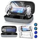 12 in 1 Accessories Set for Playstation Portal, Hard Carrying Case for PS Portal with Clear Skin Case for PS5 Portal, 2 Screen Protector with 4 Thumb Grip, Light Gray