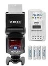 Sonia Camera Flash Speedlight VT631RF with inbuilt Radio Trigger and Transmitter for Nikon, Canon & all DSLR Cameras with NI-MH HR06 4xAA 3000mAh Battery Set & Ultra Fast Charger OSK-C903W LCD Charger