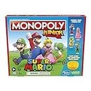 Monopoly Junior Super Mario Edition Board Game, Fun Kids' Game Ages 5 and Up, Explore The Mushroom Kingdom as Mario, Peach, Yoshi, or Luigi