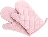 Voarge Ofenhandschuhe, Hitzebeständig Ofenhandschuhe Verdickte Hitzeresistente Topfhandschuhe Topflappen Backhandschuhe, 1 Paar (rosa)