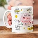 Visibee Thank You Teacher Personalised Name Mug, Best Teacher Gift, Gift for School Teacher by Students Ceramic 325ml Coffee Mug #FPM717