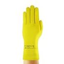 Ansell AlphaTec Ultra Thin Design Cotton Flocked Reusable Safety Latex Glove with Excellent Dexterity and Tactility, Yellow, Small (12 Pairs)