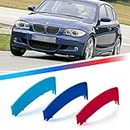 AutoXpress | /// M-Sport M-Power 12 Slats Kidney Grill Grille Tri-Color Sports Trim Cover Clips Insert compatible with BMW 1 Series E81 E87 2003-2007