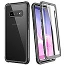 WE LOVE CASE Schutzhülle für Samsung Galaxy S10, 360 Grad, stoßfest, mit integriertem Displayschutz und transparenter Rückseite, für Samsung Galaxy S10, Schwarz
