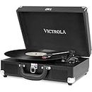 Victrola Journey Portable Record Player – Suitcase 5.0 Bluetooth Turntable with 3-Speeds, Built-in Stereo Speakers, 3.5mm Aux-in Jack, Black (VSC-550BT)