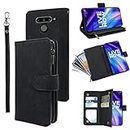 Compatible with LG V40 ThinQ Wallet Case and Premium Vintage Leather Flip Credit Card Holder Stand Cell Accessories Phone Cover for LGV40 Storm V 40 Thin Q V40ThinQ LG40 40V 40ThinQ Women Men Black