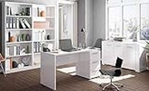 Miroytengo Conjunto Muebles despacho Blanco mobiliario Moderno (Mesa Escritorio+Aparador+2 Estanterías)