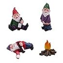 xlwen GNOME Figurines,4 PCS Dwarf Statue Garden Statue,Mini GNOME Figures,Interesting Artistic Decorations, Made of Resin, Used for Outdoor Decoration of Courtyards, Lawns, Tables and Gardens