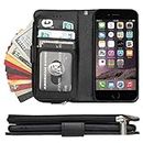 Cavor for iPhone 6/ iPhone 6s Case,PU Leather Zip Pocket Wallet Flip Cover Case Magnetic Closure Book Design with Kickstand Feature & Card Slots Compartment for iPhone6/ iPhone6s(4.7")-Black