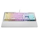 ROCCAT Vulcan II Gaming Keyboard, White/White, JP, Japanese Layout, Full Size, Wired, Mechanical, Linear Red, Quiet, Customizable, RGB Illumination Key, Palm Rest