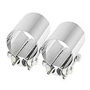 2.5 Inch 2 1/2 Butt Joint Exhaust Band Clamp Sleeve Stainless Steel 2pcs