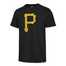 MLB Men's Distressed Imprint Match Team Color Primary Logo Word Mark T-Shirt, Pittsburgh Pirates Black, Large