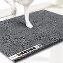 Muddy Mat® AS-SEEN-ON-TV Highly Absorbent Microfiber Dog Door Mat and Pet Rug, Non Slip Thick Washable Area and Bath Mat Soft Chenille for Kitchen Bathroom Bedroom & Indoor - Grey Small 28"X18"