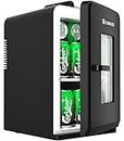 Mini Fridge 15 Liter/21 Cans, Upgrade Portable AC+DC Power Small Fridge for Bedroom, Car, Office, Thermoelectric Cooler and Warmer Skincare Fridge for Food, Drinks, Cosmetics, Max & ECO Mode