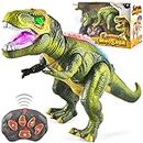 JOYIN LED Dinosauro Telecomandato Camminando e Ruggendo Giocattoli di Dinosauro T-Rex Realistici con Occhi Luminosi, Movimento a Piedi, Scuotendo la Testa per i Bambini Ragazzi Ragazze