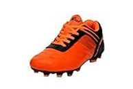 B-TUF Radiant Football Soccer Shoes TPU Sole Stud Boot Sports for Men Women Boys Girls Unisex (Orange Black), Size India/UK 5