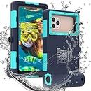 Nisso Professional [15m/50ft] Snorkeling Underwater Phone case Swimming Diving Case Photo Video Waterproof Protective Housing for Galaxy and iPhone Series Smartphones with Lanyard Teal