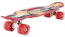 STRAUSS Cruiser Skateboard| Penny Skateboard | Casterboard | Hoverboard | Anti-Skid Board with High Precision Bearings | Wheels with Light |Ideal for All Skill Level (31 X 8 Inch), (Scribble Red)