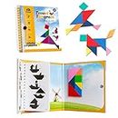 Coogam Viaje magnético Tangram Puzzles Libro Juego Tangrams Jigsaw Formas Disección con Solución para Niños Adulto Holiday Traveler Tangoes Challenge IQ Educational Toy (360 Patrones)