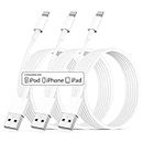 [Apple MFi Certified] iPhone Charger 10 ft 3 Pack, Lightning to USB Cable 10 Foot, Long Fast iPhone Charging Cables Cord for iPhone 14/13 Pro Max/12/11/XR/Xs/X/8/7/6/iPad Pro/Air/Mini-10 Feet White