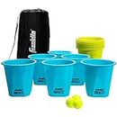 Franklin Sports Bucketz Pong Game - Perfect Tailgate Game and Beach Game - Pong Set Includes 6 Buckets, 3 Balls, and a Carry Case