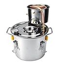 Stainless Steel Distiller with Copper Tube & Build-in Thermometer, Home Brewing Kit,20 l/5 gal
