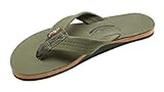 Rainbow Sandals Women's Single Layer Leather Sandal, Forest Green w/Fawn Midsole, Large / 7.5-8.5 B(M) US
