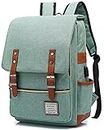UGRACE Vintage Laptop Backpack with USB Charging Port, Elegant Water Resistant Travelling Backpack Casual Daypacks School Shoulder Bag for Men Women, Fits up to 15.6Inch Macbook in Green