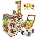 Pretend Supermarket Play Set Grocery Store Toy W/Shopping Cart Kids Toddler Gift