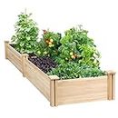 Yaheetech 8×2ft Wooden Horticulture Raised Garden Bed Divisible Elevated Planting Planter Box for Flowers/Vegetables/Herbs in Backyard/Patio Outdoor, Natural Wood, 97 x 25 x 11in