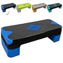 SPART Adjustable Workout Aerobic Stepper, Aerobic Exercise Step Platform with 4 Risers, 3 Levels Adjust 4" - 6" - 8", 26.77" Trainer Stepper with Non-Slip Surface For Home Gym & Extra Risers Options