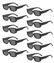 Long Keeper 10 Paar Vintage Rechteckige Sonnenbrille für Damen Herren, 90er Eckige Sonnenbrille Schwarz Party Festival Rave Mode Retro Brille