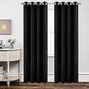 Joydeco Blackout Curtains 2 Panels, Black Out Curtains 84 Inch Long, Room Darkening Grommet Curtains for Bedroom Living Room Windows (W42 x L84 Inch, Black)