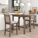 3-Piece Wood Counter Height Drop Leaf Dining Table Set w/ 2Pcs Dining Chairs