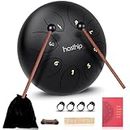 HASTHIP® Steel Tongue Drum 8 Note, 6 inch Percussion Instrument Handpan Drum with Bag, Music Book and Mallets for Kids and Adults Meditation Musical Education Concert Mind Healing Yoga (Black)