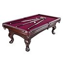 Hathaway Augusta 8-ft Pool Table Pool Table for Family Game Rooms with Burgundy Felt, 57-in Cues, Balls, Brush and Chalk - Mahogany Finish,Maple