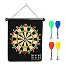 FunBlast Dart Board with Darts for Kids, High Magnetic Power with Double Faced Portable and Foldable Dart Game with 4 Colourful Non Pointed Darts for Kids – Multicolor -30 Cm