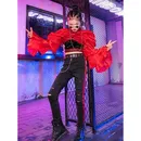 ZZL Urban Dance Mädchen Kostüm K-POP Bühne Anzug Kinder Jazz Dance Modische Kleidung 3 Pcs Rot und