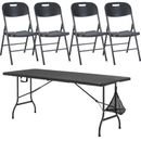 Arlmont & Co. 5 - Piece Dining Table Set Portable Table w/ 4 Folding Dining Chairs For Indoor Outdoor Picnic Backyard Plastic/Acrylic/Metal | Wayfair