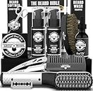 Beard Straightener Grooming Kit for Men, Beard Growth Kit, Beard Wash, Brush & Comb, Unscented Growth Oil, All Natural Chanel Balm, Conditioner, Razor & Scissors, Great Gift Idea for Men's