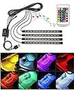 Interior Car LED Light Strip Music Sound-activated and Remote Control 4 in1 Waterproof Light Bar RGB Car Atmosphere Lights