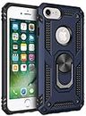 for iPhone 6 Case/iPhone 6S Case, Kinoto Lifeproof Cases with Ring for Apple iPhone 6/6S 4.7" Qi Slim Silicone Hard Transparent Cover Hybrid Shock Absorption Thin Rugged Soft TPU (Navy Blue)