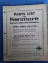 Sears Kenmore Parts List for Automatic Undecounter Dishwashers Model #587.703200
