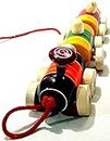 Smartcraft Handcrafted Wooden Boogie Train Pull Along Toy (Made in India)- Multicolor