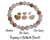 Pregnancy & Childbirth Bracelet, Rose Quartz, Clear Quartz, Moonstone, 8mm round