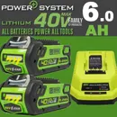 6.0Ah For Greenworks 40V Lithium G-MAX Battery 29462 29482 29252 29472 /Charger