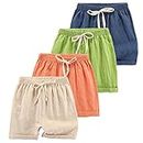 HSTiSan Toddler Boys Girls Shorts 4-Pack Cotton Linen Summer Casual Shorts Kids Solid Short Pants 2-8 Years,(Pack of Q 2-3T/100