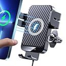 MOKPR Car Phone Holder Wireless Charger, 15W Wireless Car Charger, Auto-Clamping Car Phone Holder Charger Air Vent Mount Compatible for iPhone 15/14/13/12/11/X/8, Samsung S22/S21/S20, etc